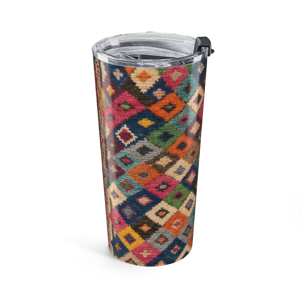 Colorful Kilim Pattern Tumbler 20oz | Geometric Tribal Travel Cup