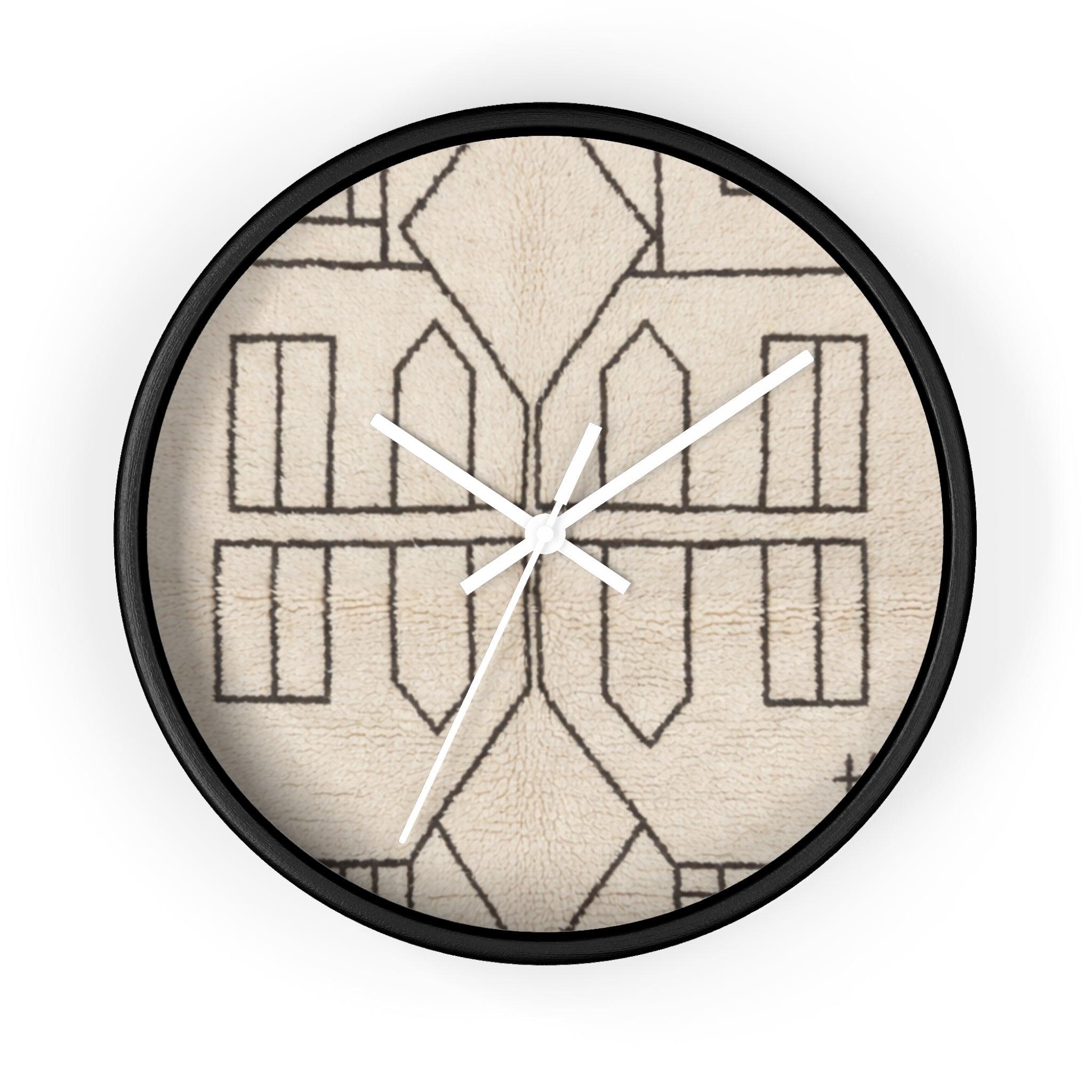 Geometric Line Moroccan Pattern Wall Clock | Neutral Modern Home Decor