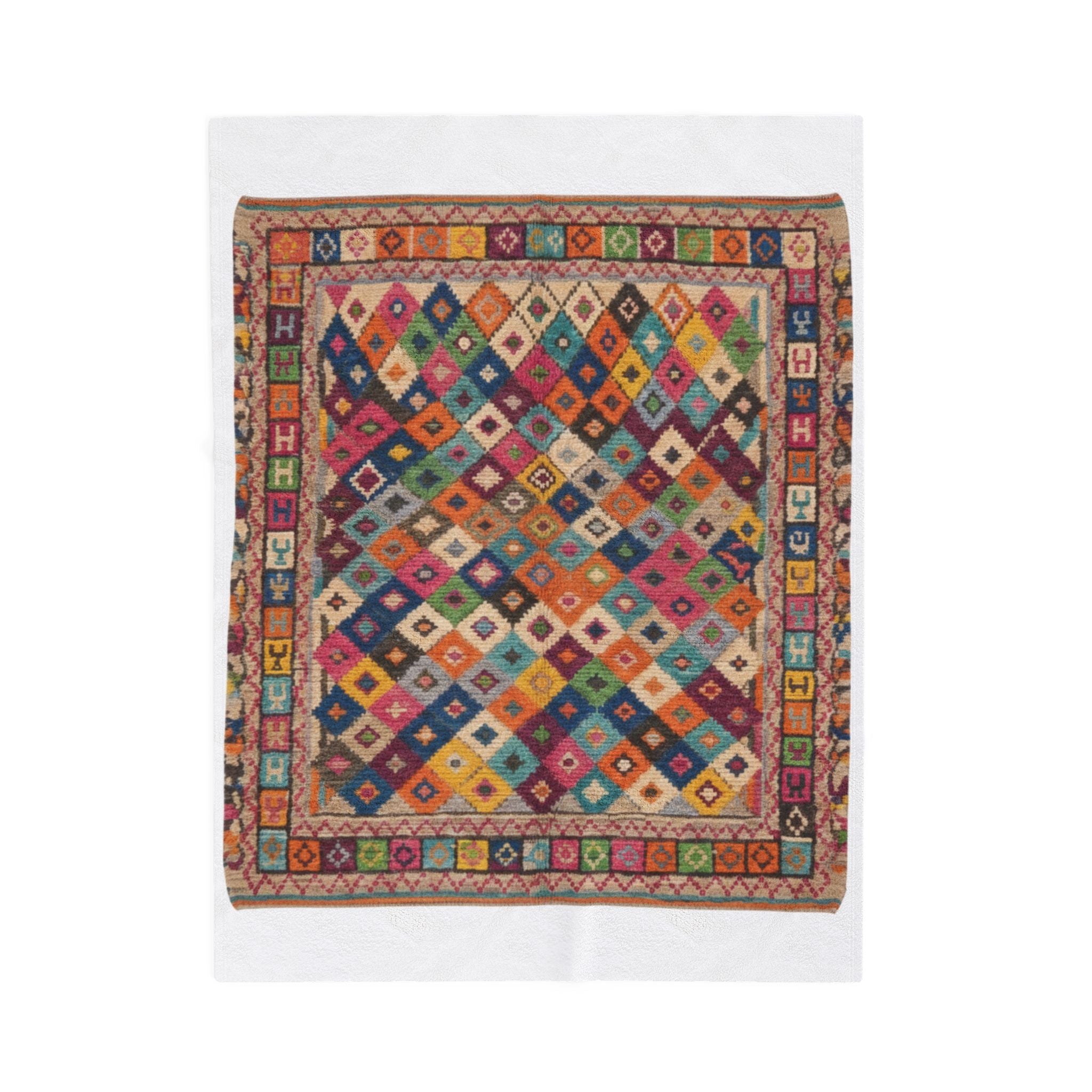 Colorful Kilim Diamond Pattern Blanket | Bohemian Geometric Throw