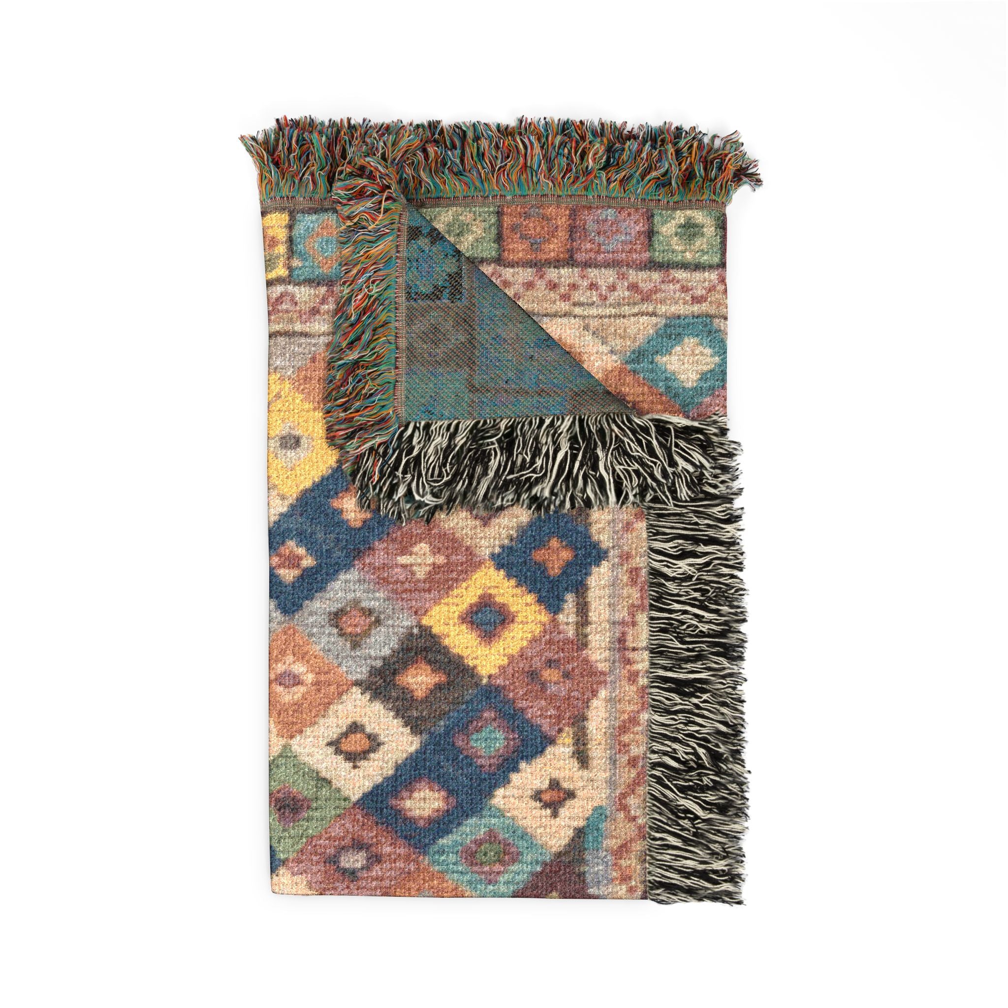 Bohemian Kilim Pattern Woven Blanket | Southwestern Geometric Throw