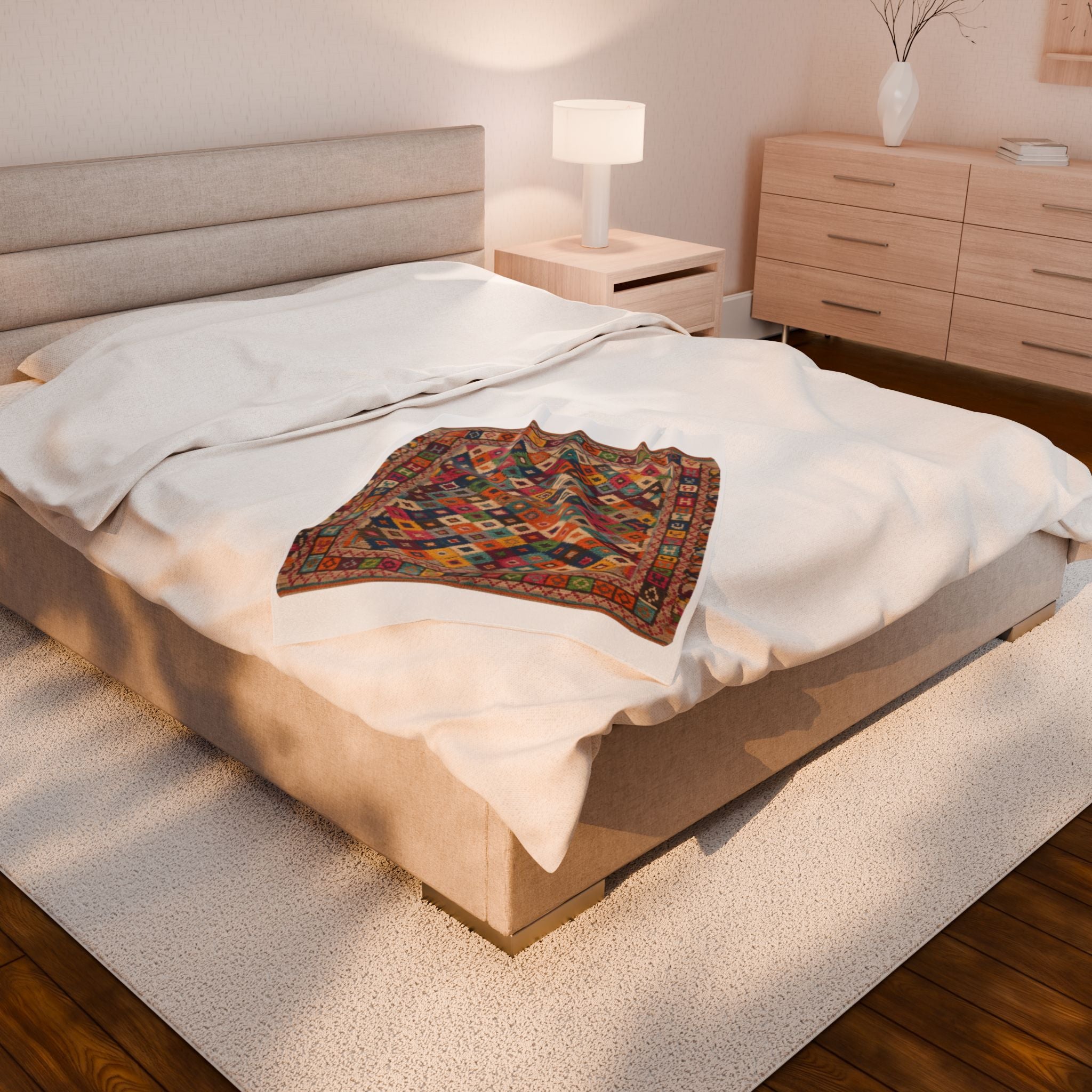 Colorful Kilim Diamond Pattern Blanket | Bohemian Geometric Throw