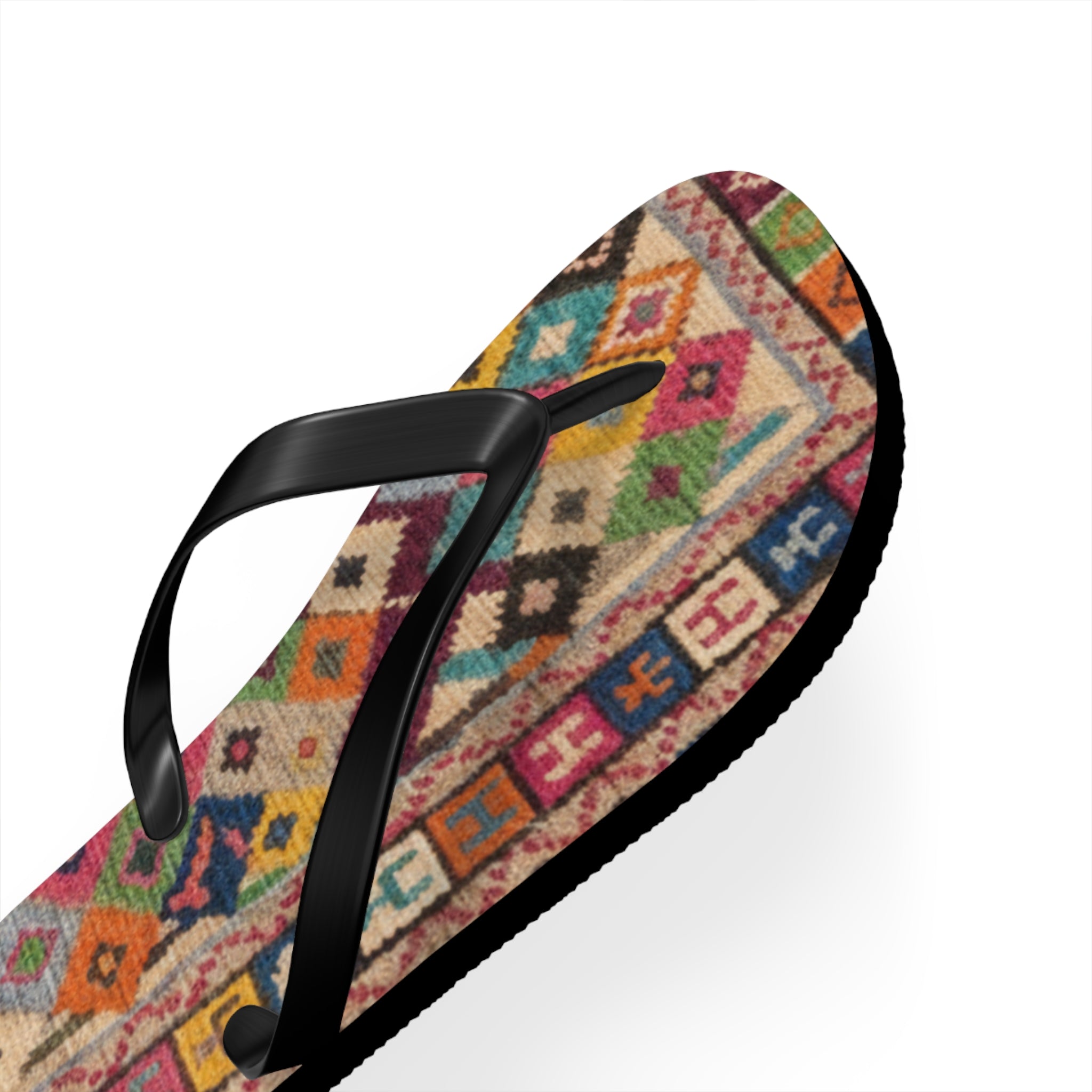 Boho Kilim Pattern Flip Flops | Colorful Tribal Slip-Ons