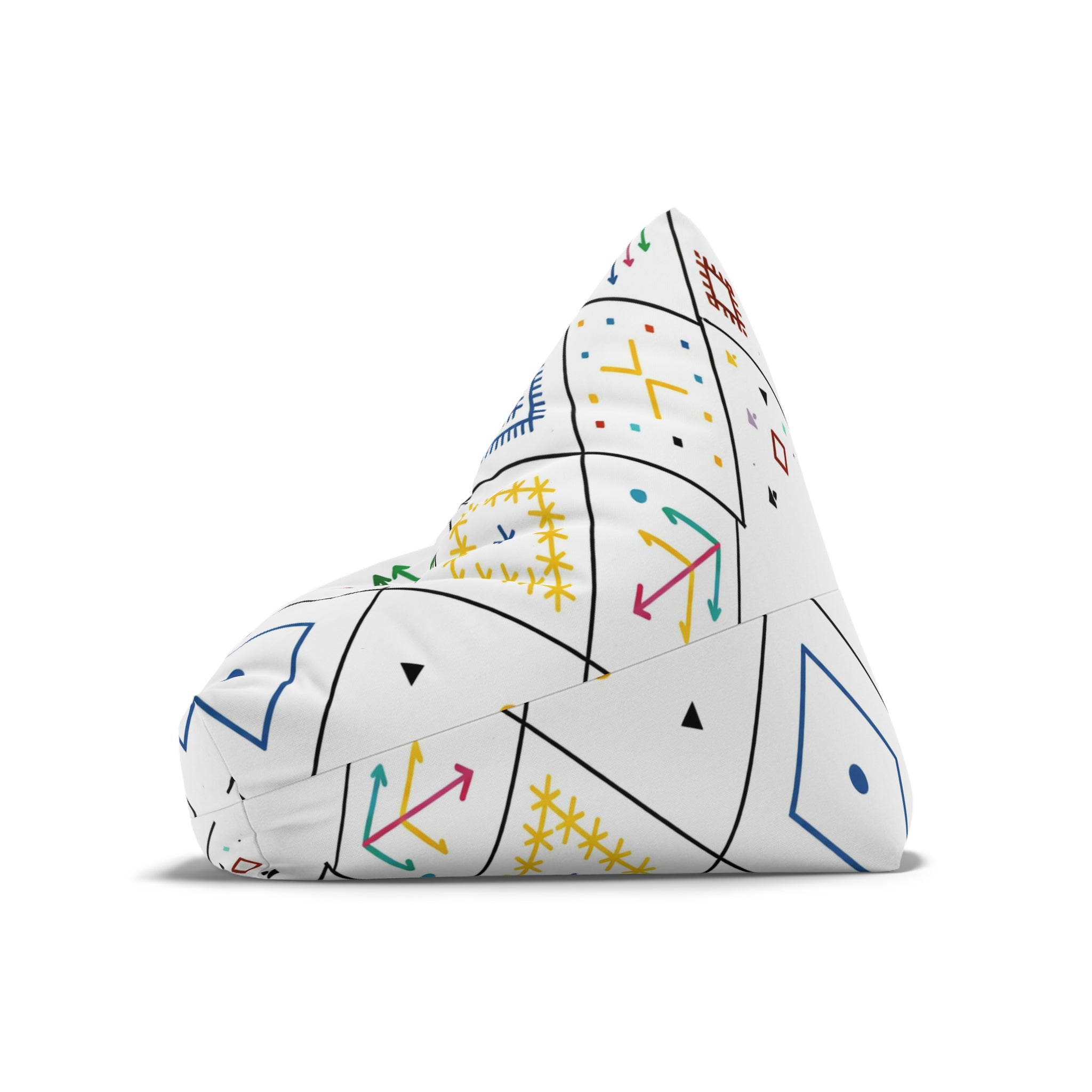 Geometric Folk Pattern Bean Bag Chair Cover | Colorful Tribal Motifs