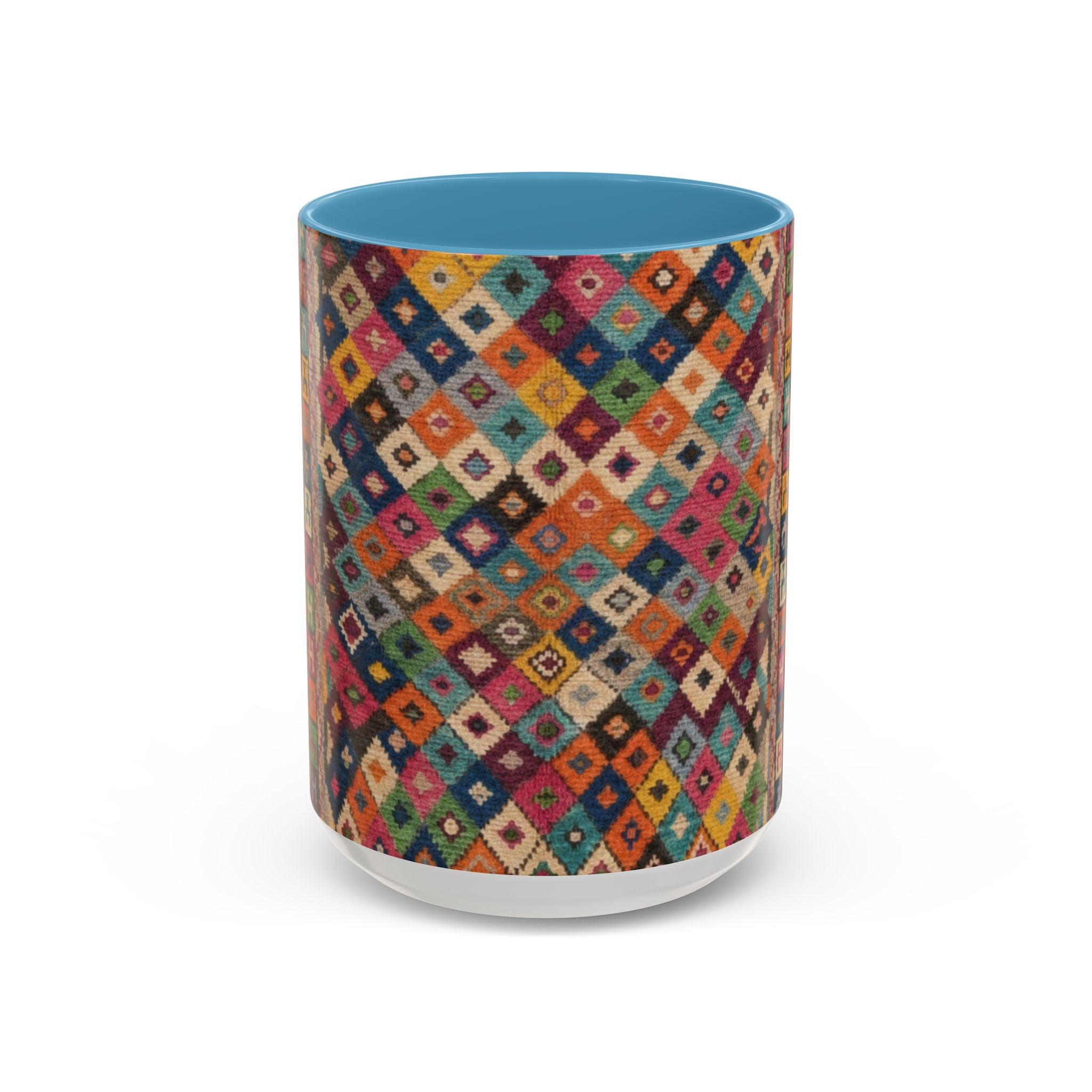 Colorful Kilim Diamond Pattern Mug | Accent Coffee Mug 11oz 15oz
