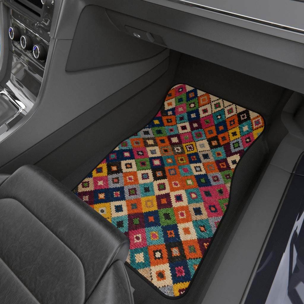 Colorful Kilim Diamond Pattern Car Mats | Set of 4
