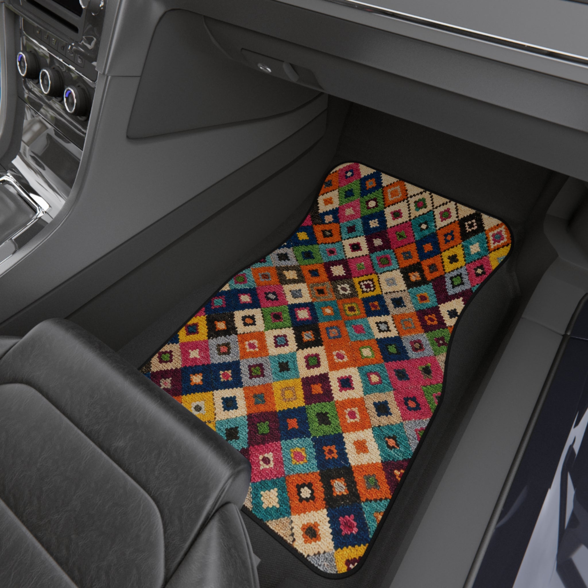Colorful Kilim Diamond Pattern Car Mats | Set of 4