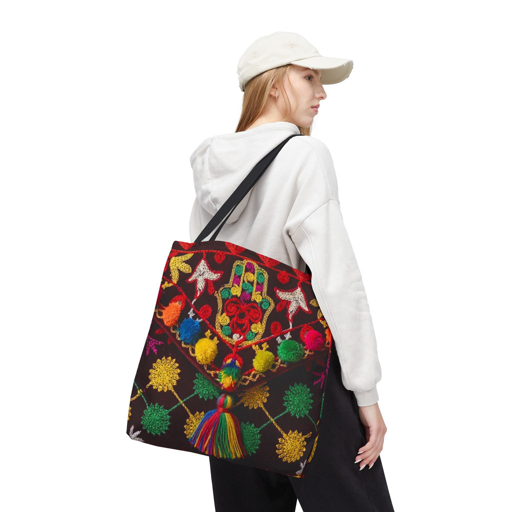 Marrakech Colors Tote Bag | Colorful Pom Pom Boho Print