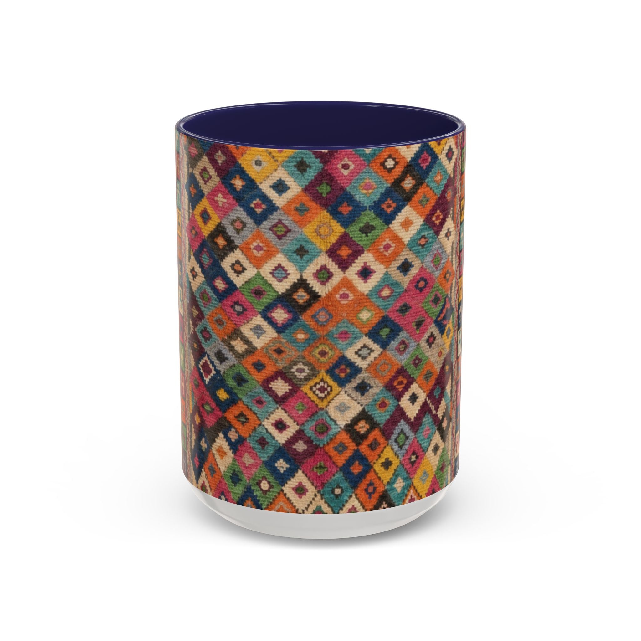 Colorful Kilim Diamond Pattern Mug | Accent Coffee Mug 11oz 15oz