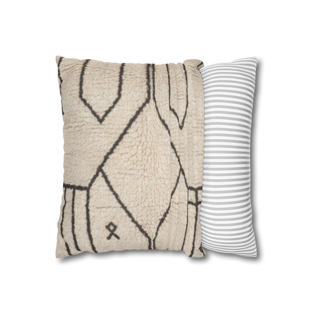 Neutral Tribal Geometric Pillowcase Spun Polyester Square Pillowcase | Boho Accent