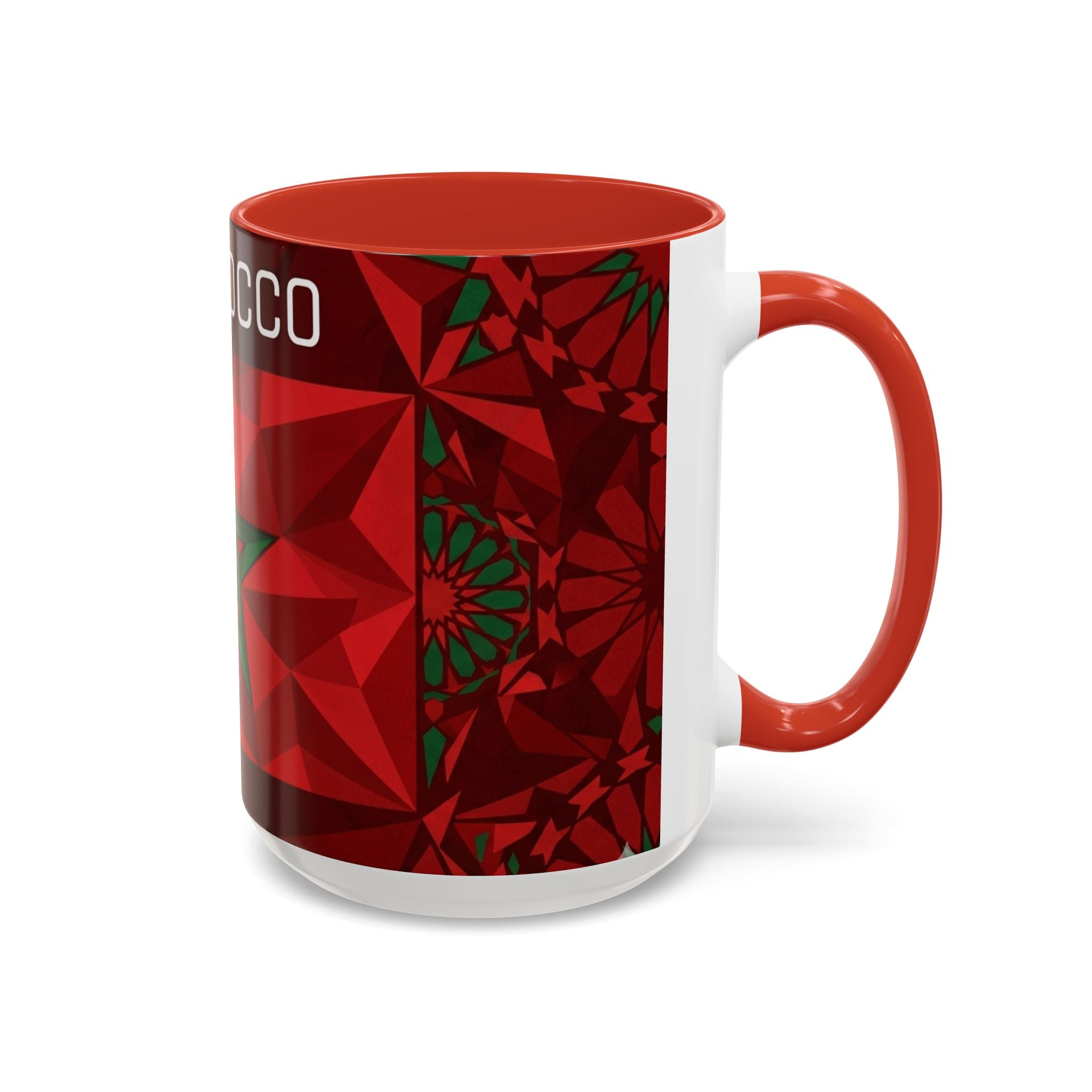 Morocco Flag Red Geometric Star Accent Mug | 11oz 15oz