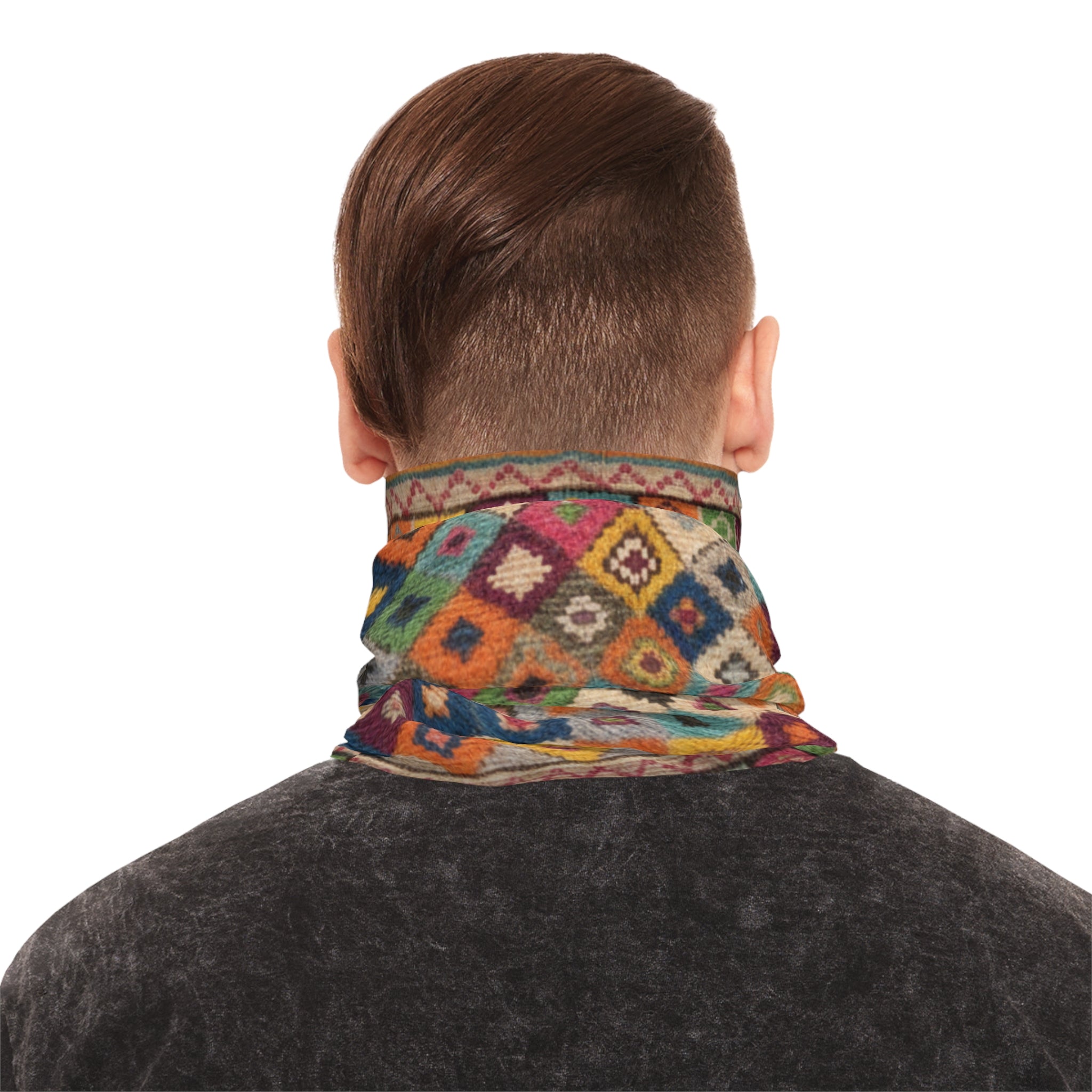 Colorful Kilim Diamond Pattern Neck Gaiter | Boho Aztec Scarf