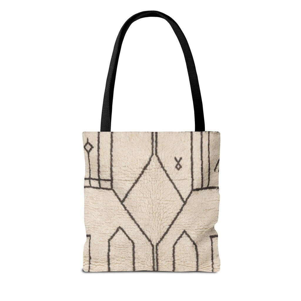 Neutral Geometric Diamond Pattern Tote Bag | Minimal Line Art