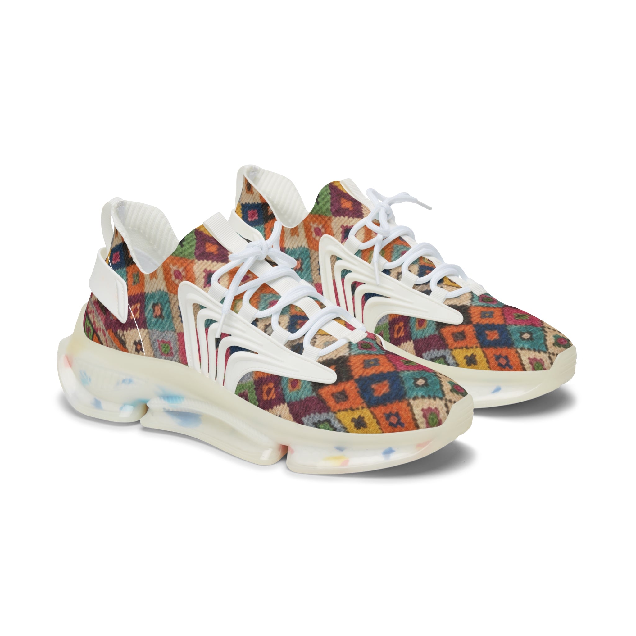 Colorful Tribal Diamond Pattern Sneakers | Mesh Sneakers
