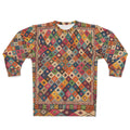 Colorful Kilim Diamond Pattern Sweatshirt | Bohemian Berber Tribal Allover Print