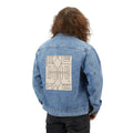 Geometric Aztec Pattern Men's Denim Jacket | Southwestern Patch Back Panel