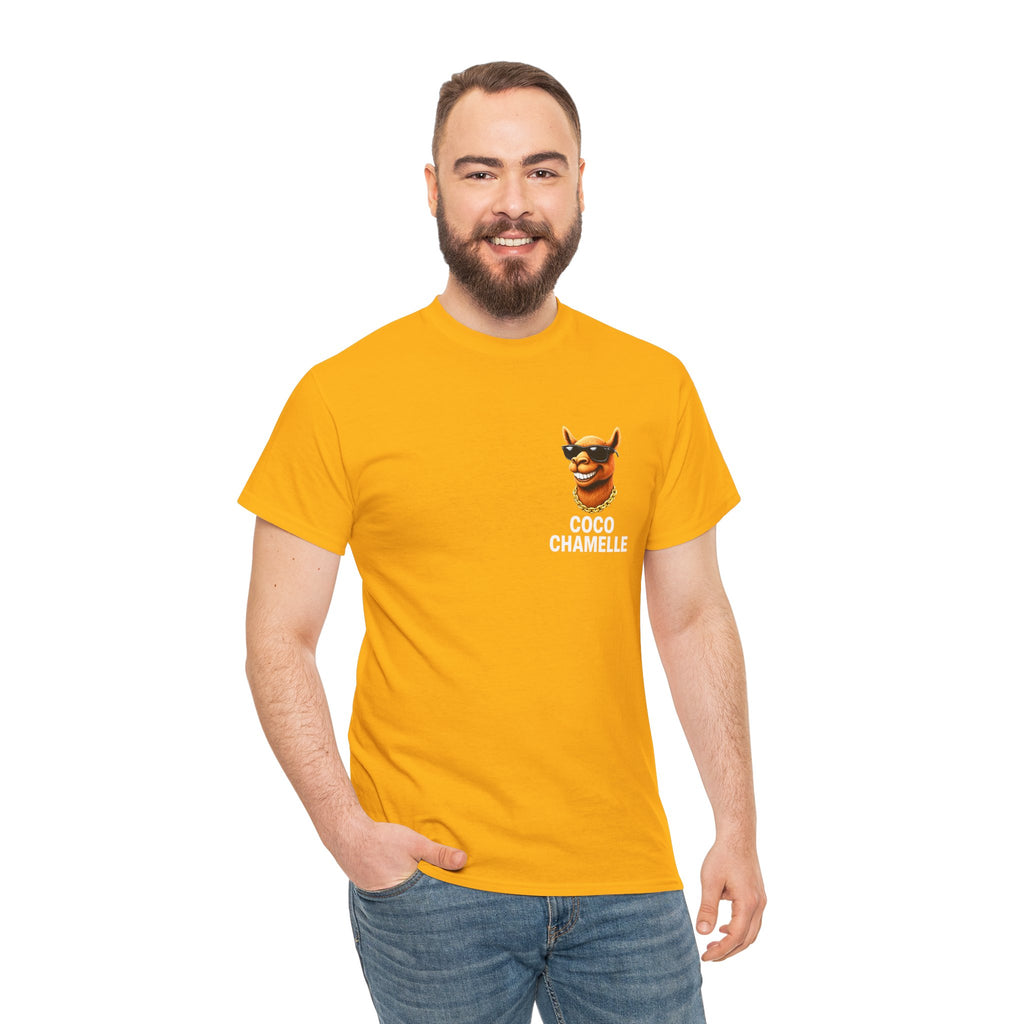 Coco Chamelle Tee Shirt - Cool Camel with Sunglasses & Gold Chain