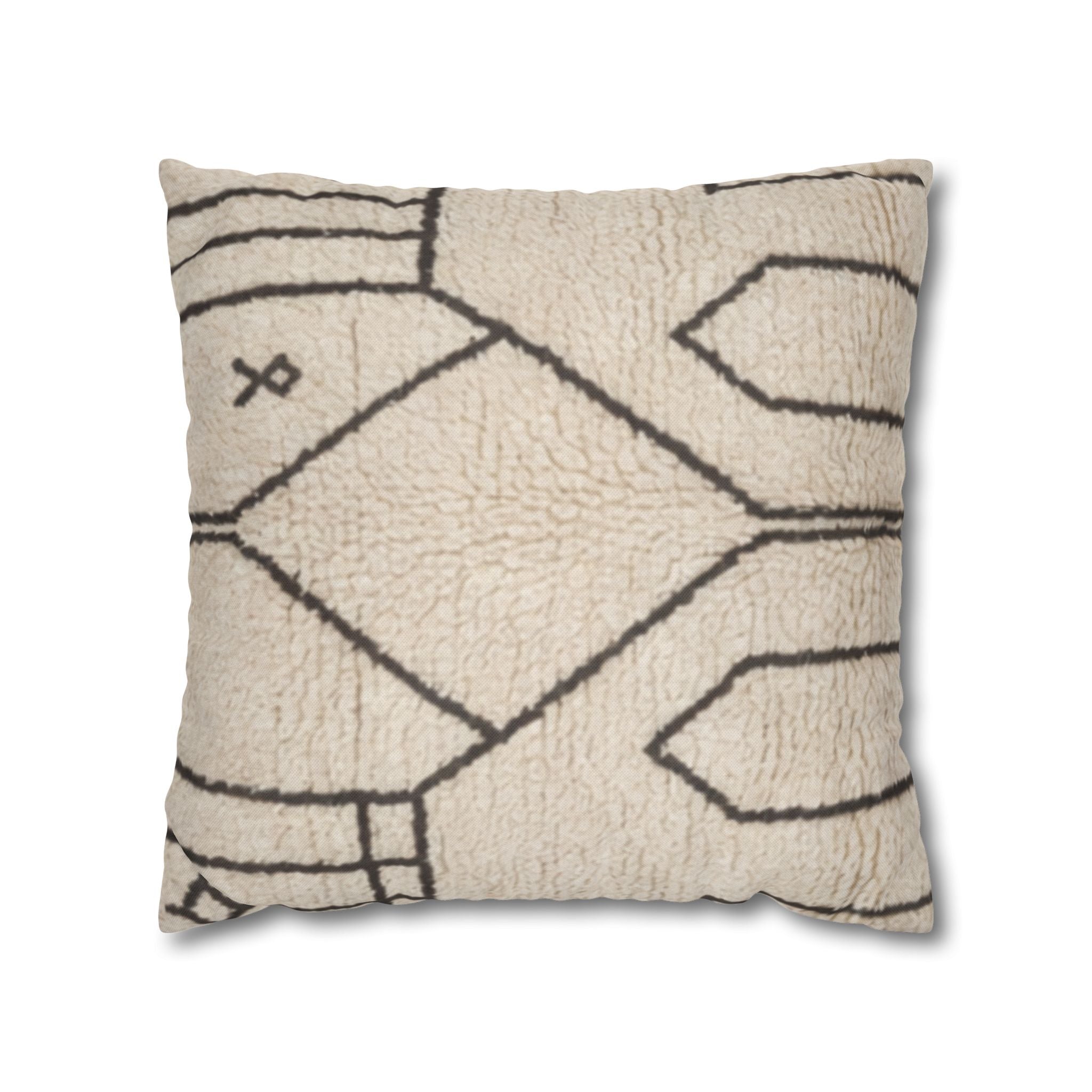 Neutral Tribal Geometric Pillowcase Spun Polyester Square Pillowcase | Boho Accent