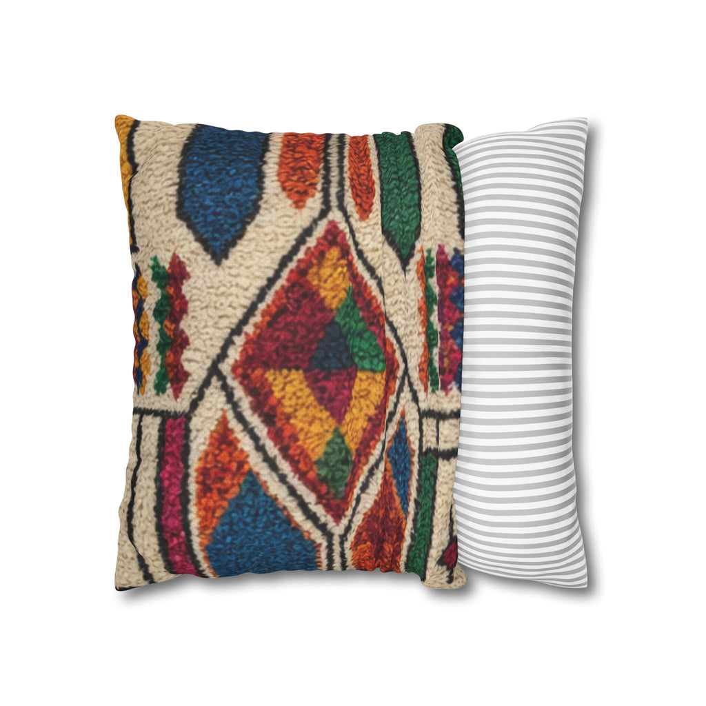 Moroccan Kilim Pattern Pillowcase Spun Polyester Square Pillowcase | Boho Geometric Throw