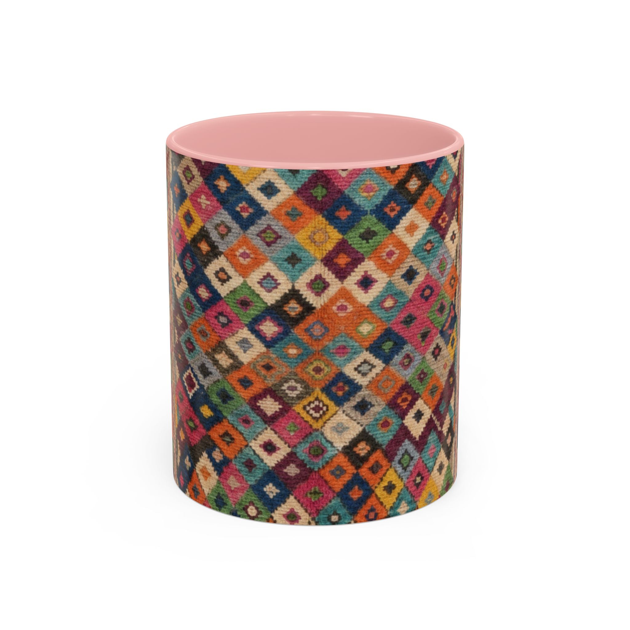 Colorful Kilim Diamond Pattern Mug | Accent Coffee Mug 11oz 15oz