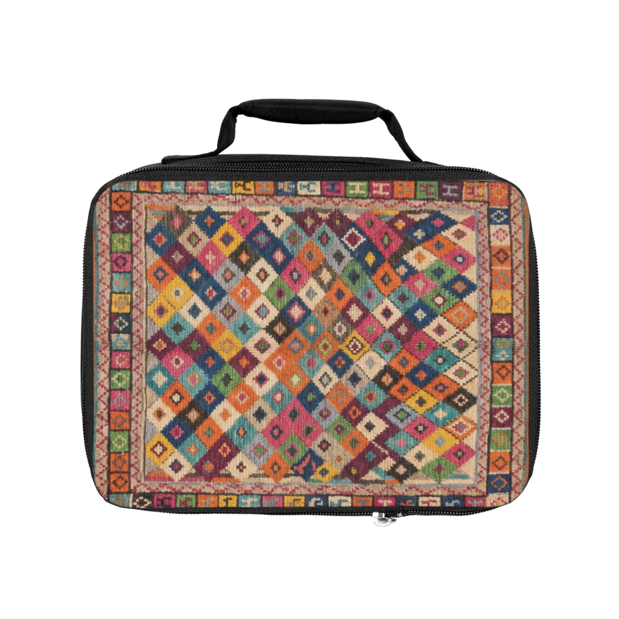 Colorful Kilim Pattern Lunch Bag | Geometric Patchwork Design