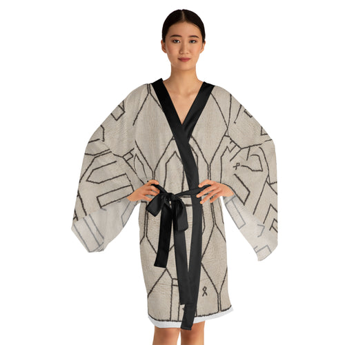Geometric Mudcloth Pattern Kimono Robe | Long Sleeve