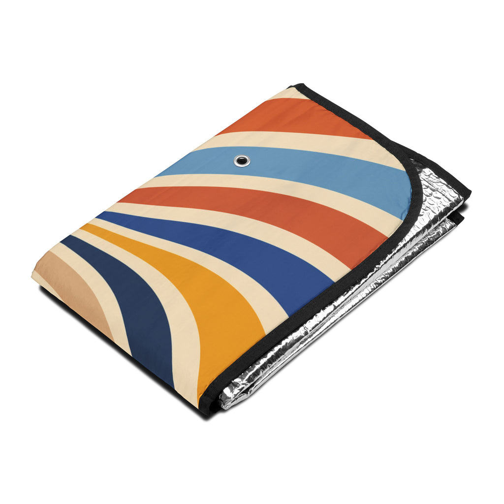 Retro Sunburst Car Sun Shade | Boho Waves Windshield Cover