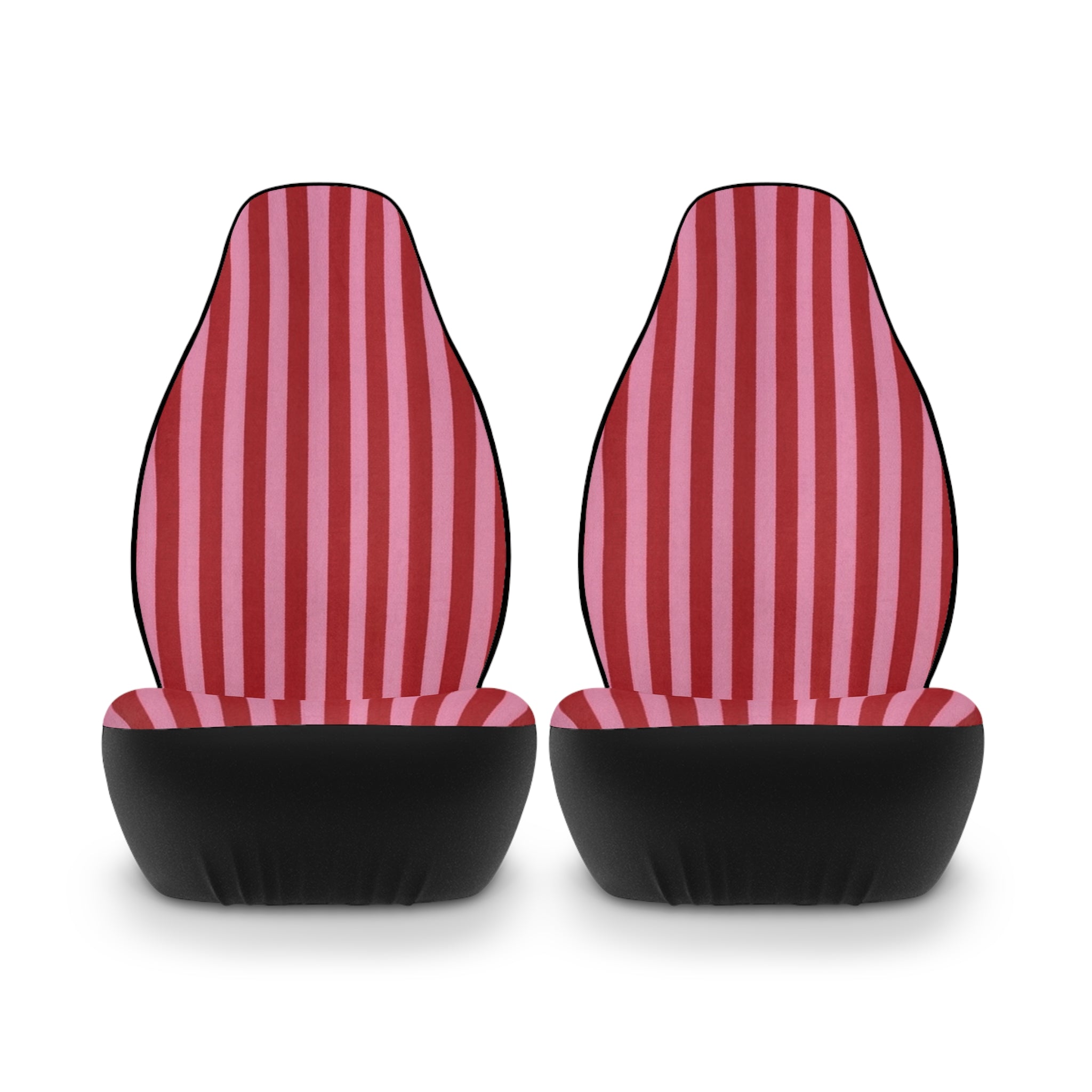 Red and Pink Vertical Stripe Car Seat Covers | Striped Auto Seat Protector