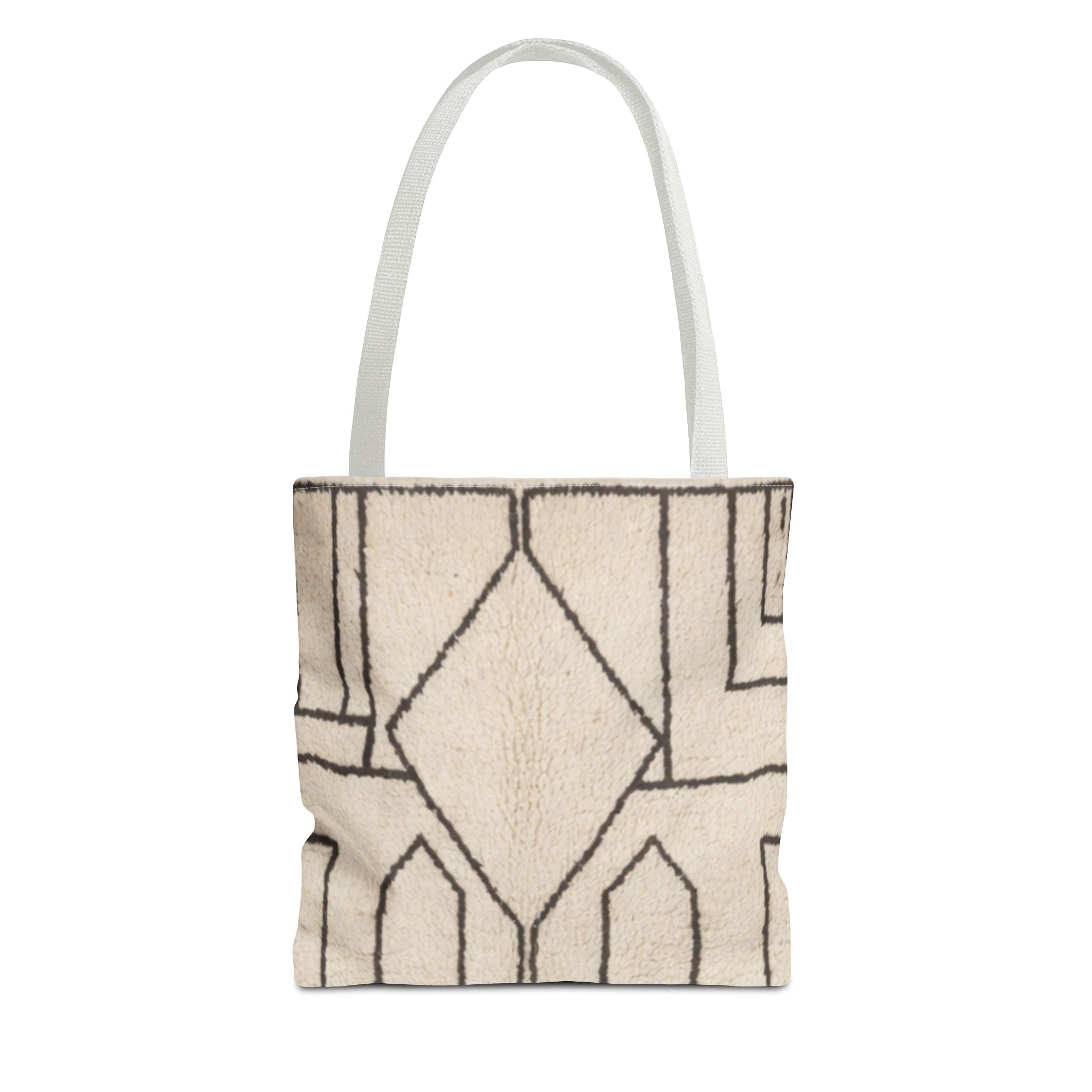 Neutral Geometric Diamond Pattern Tote Bag | Minimal Line Art