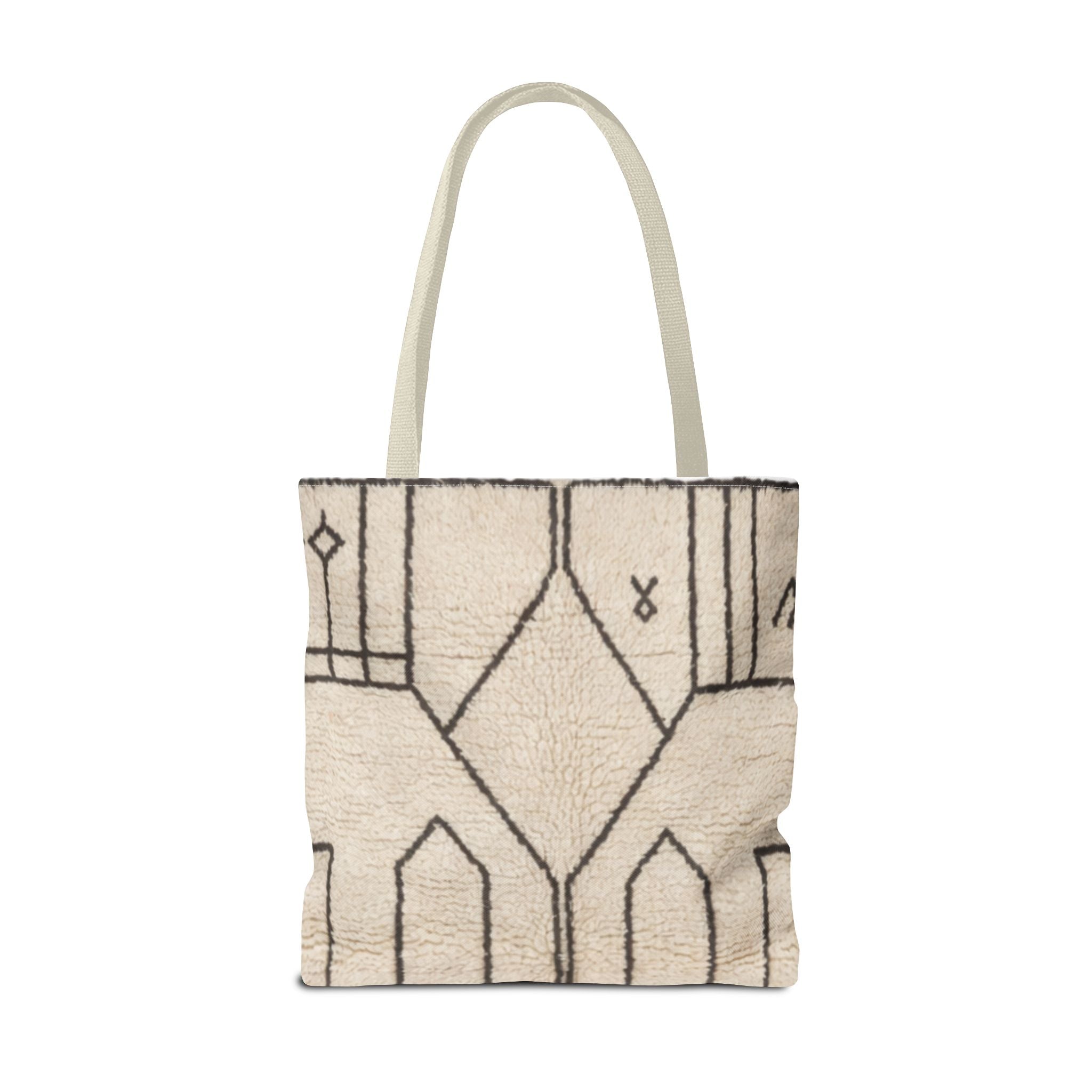 Neutral Geometric Diamond Pattern Tote Bag | Minimal Line Art