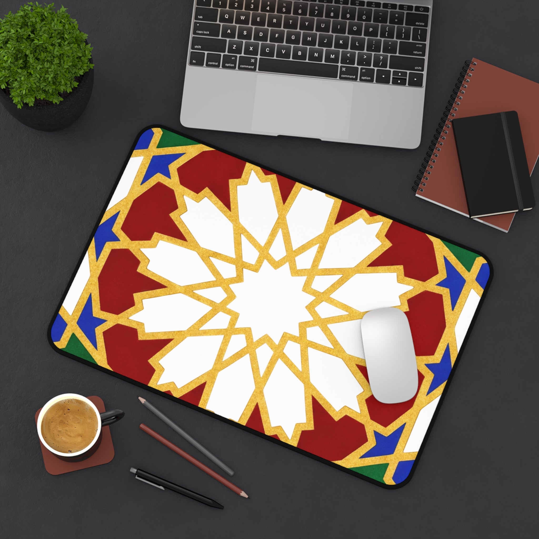 Geometric Moorish Star Desk Mat | Moroccan Pattern Mousepad
