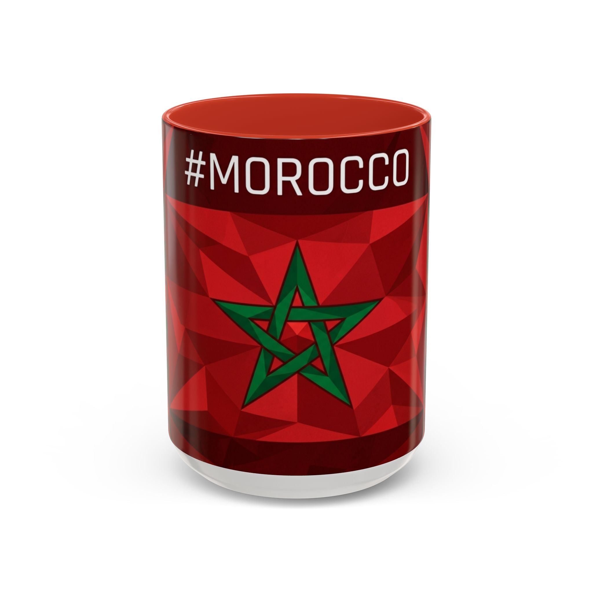 Morocco Flag Red Geometric Star Accent Mug | 11oz 15oz