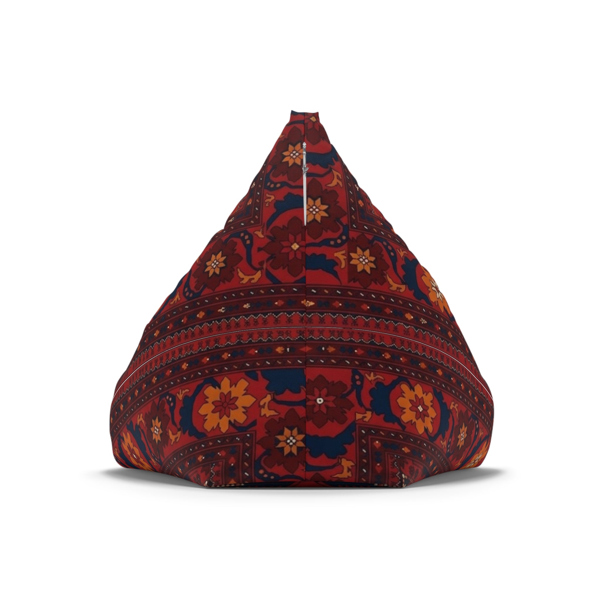 Red Persian Pattern Bean Bag, Boho Kilim Floor Pouf Cover