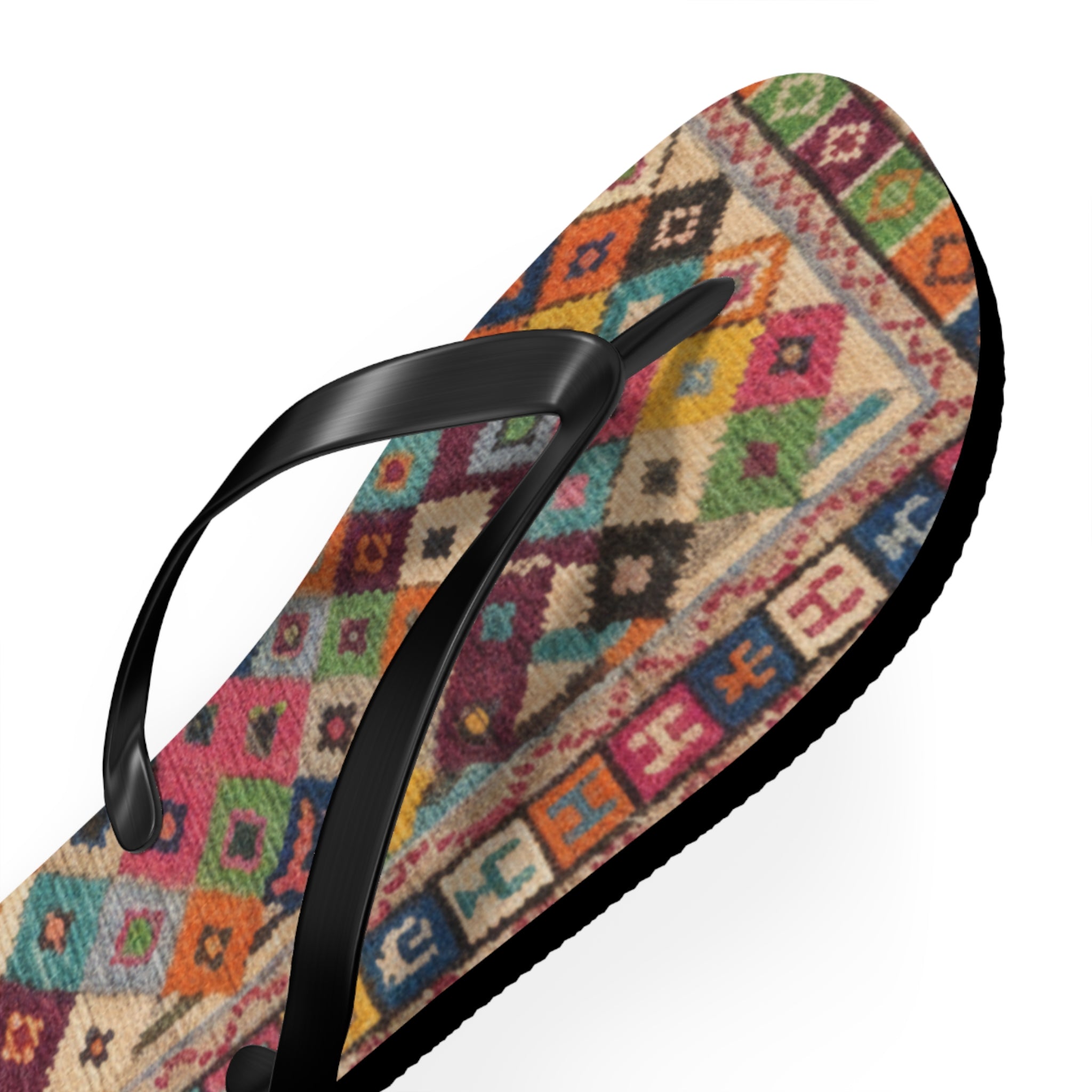 Boho Kilim Pattern Flip Flops | Colorful Tribal Slip-Ons