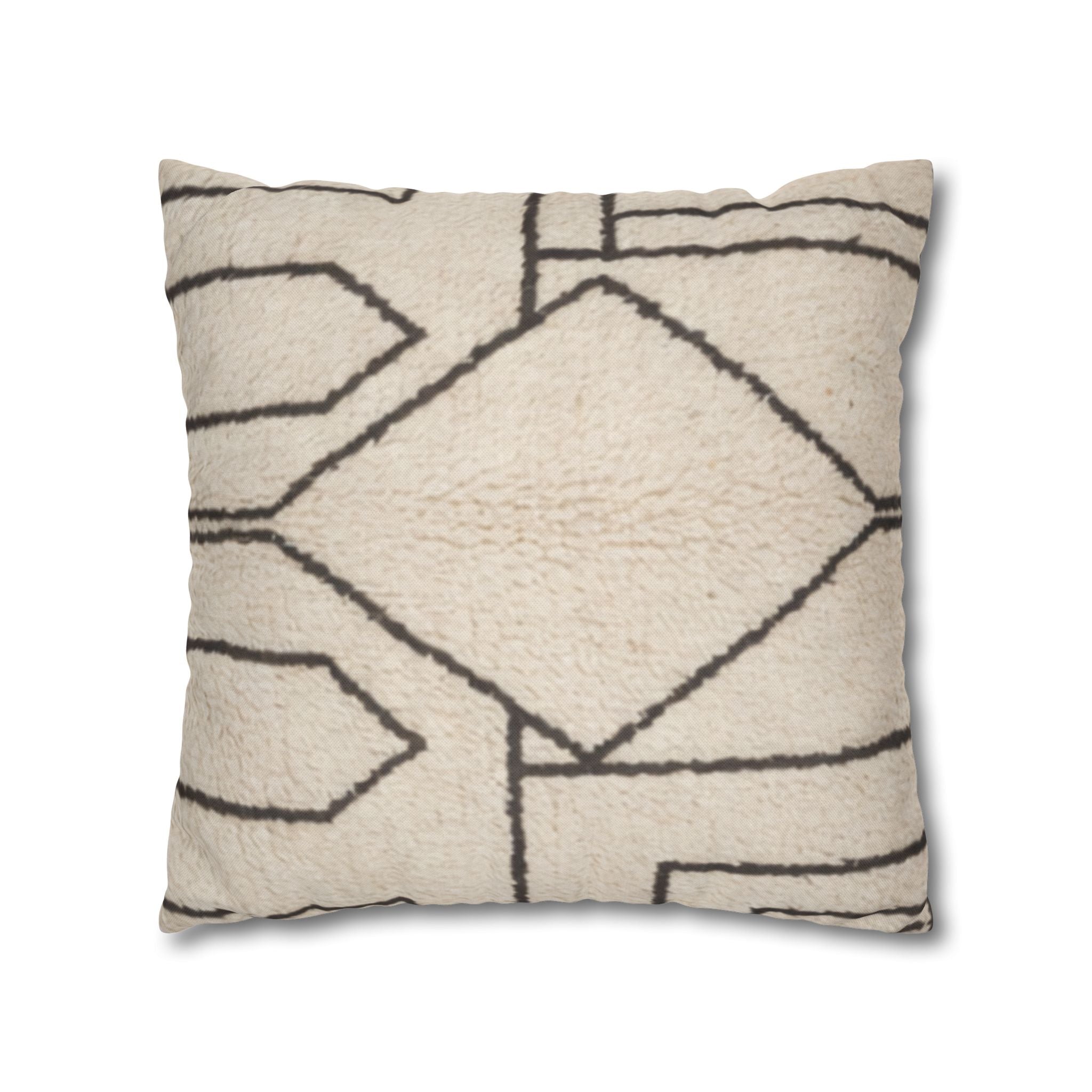 Neutral Tribal Geometric Pillowcase Spun Polyester Square Pillowcase | Boho Accent