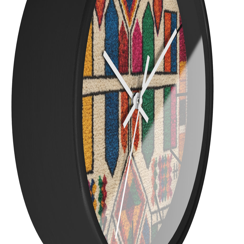 Colorful Moroccan Geometric Pattern Wall Clock | Boho Tile Design