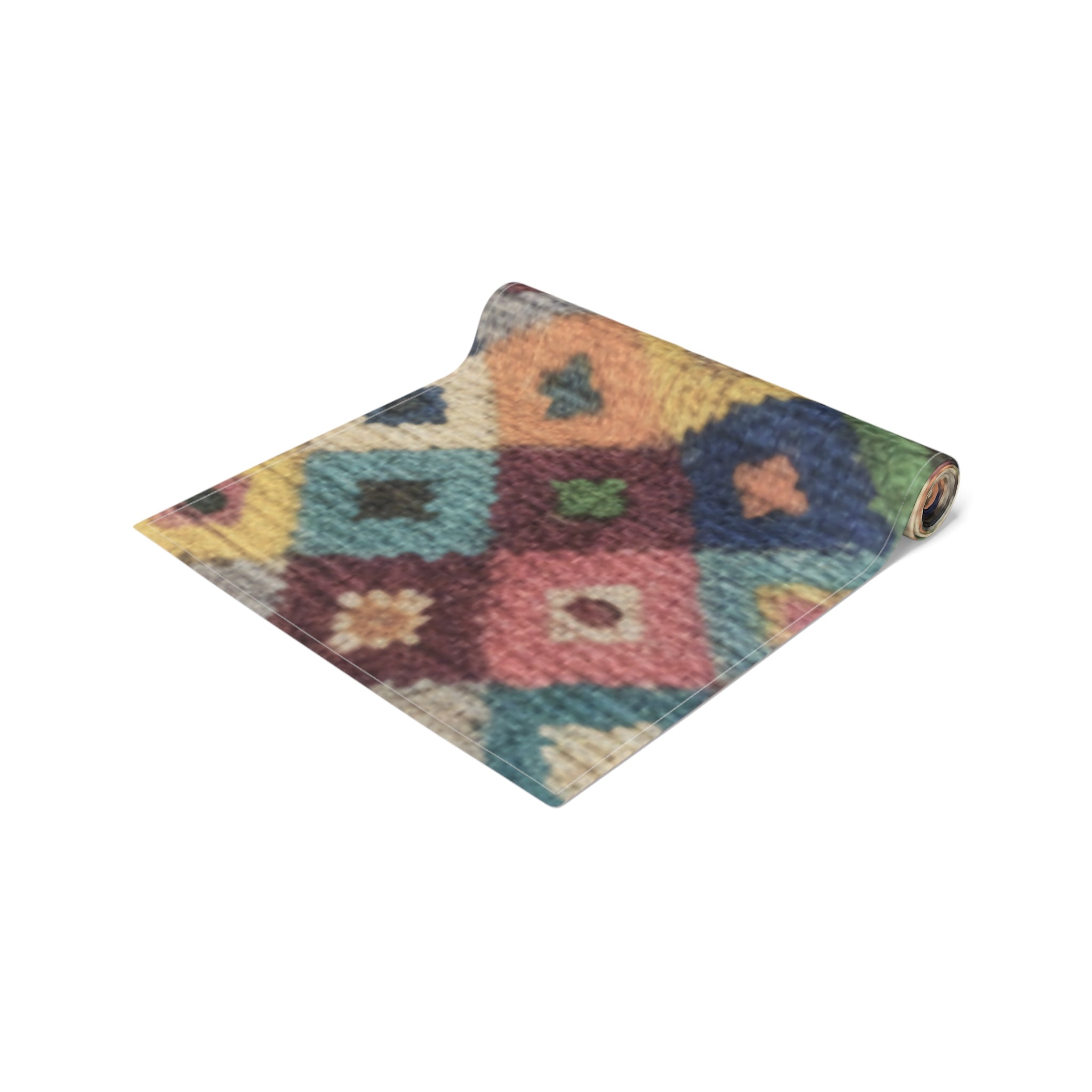 Colorful Kilim Diamond Pattern Table Runner | Cotton Poly