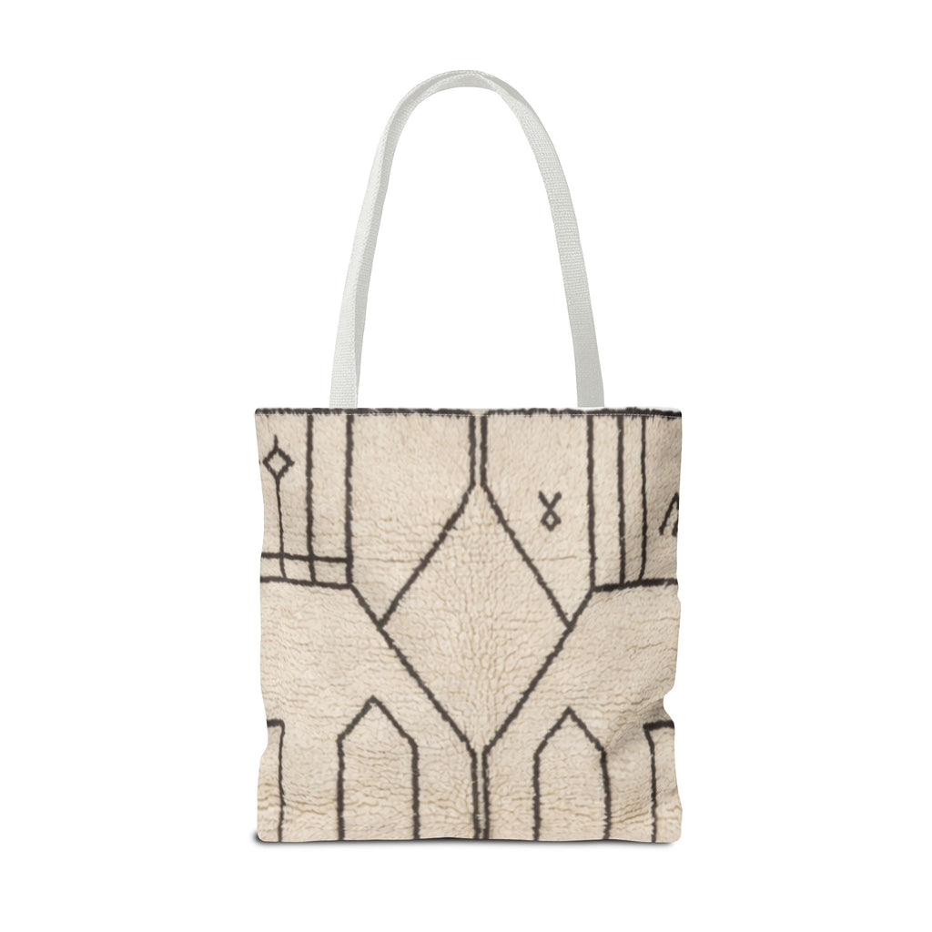 Neutral Geometric Diamond Pattern Tote Bag | Minimal Line Art