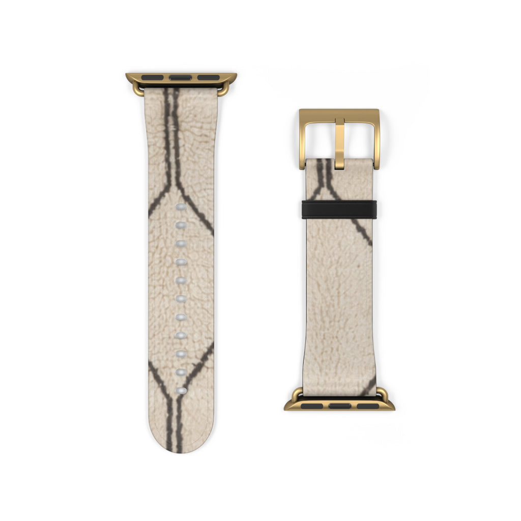 Beige Geometric Moroccan Pattern Watch Band | Neutral Minimalist Leather Look