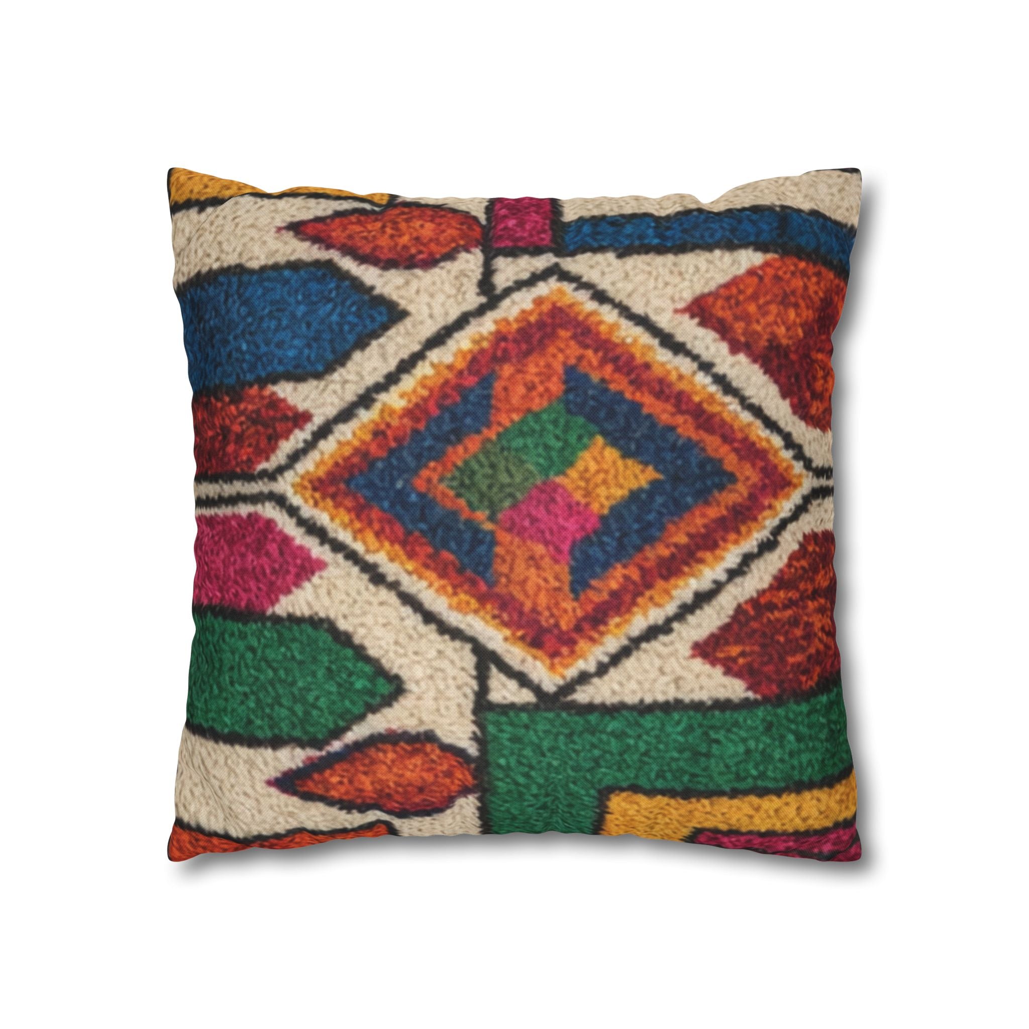 Moroccan Kilim Pattern Pillowcase Spun Polyester Square Pillowcase | Boho Geometric Throw