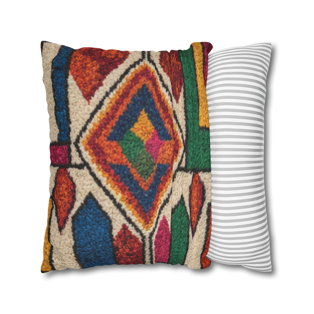Moroccan Kilim Pattern Pillowcase Spun Polyester Square Pillowcase | Boho Geometric Throw
