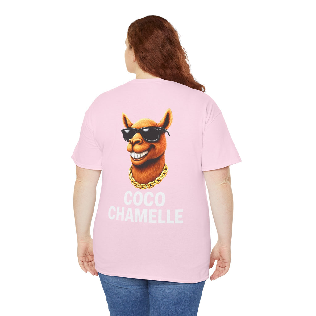 Coco Chamelle Tee Shirt - Cool Camel with Sunglasses & Gold Chain