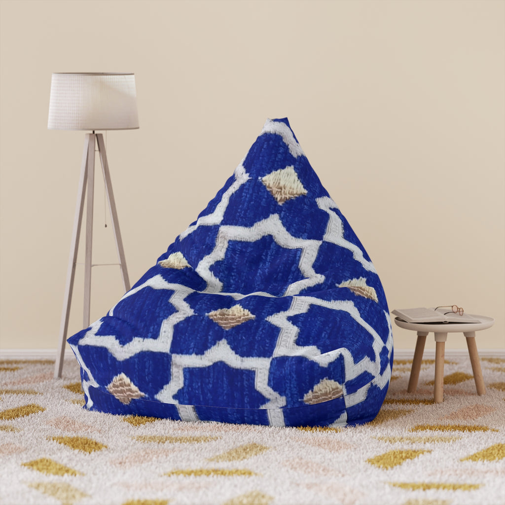 Blue Moroccan Tile Bean Bag Cover | Geometric Pattern
