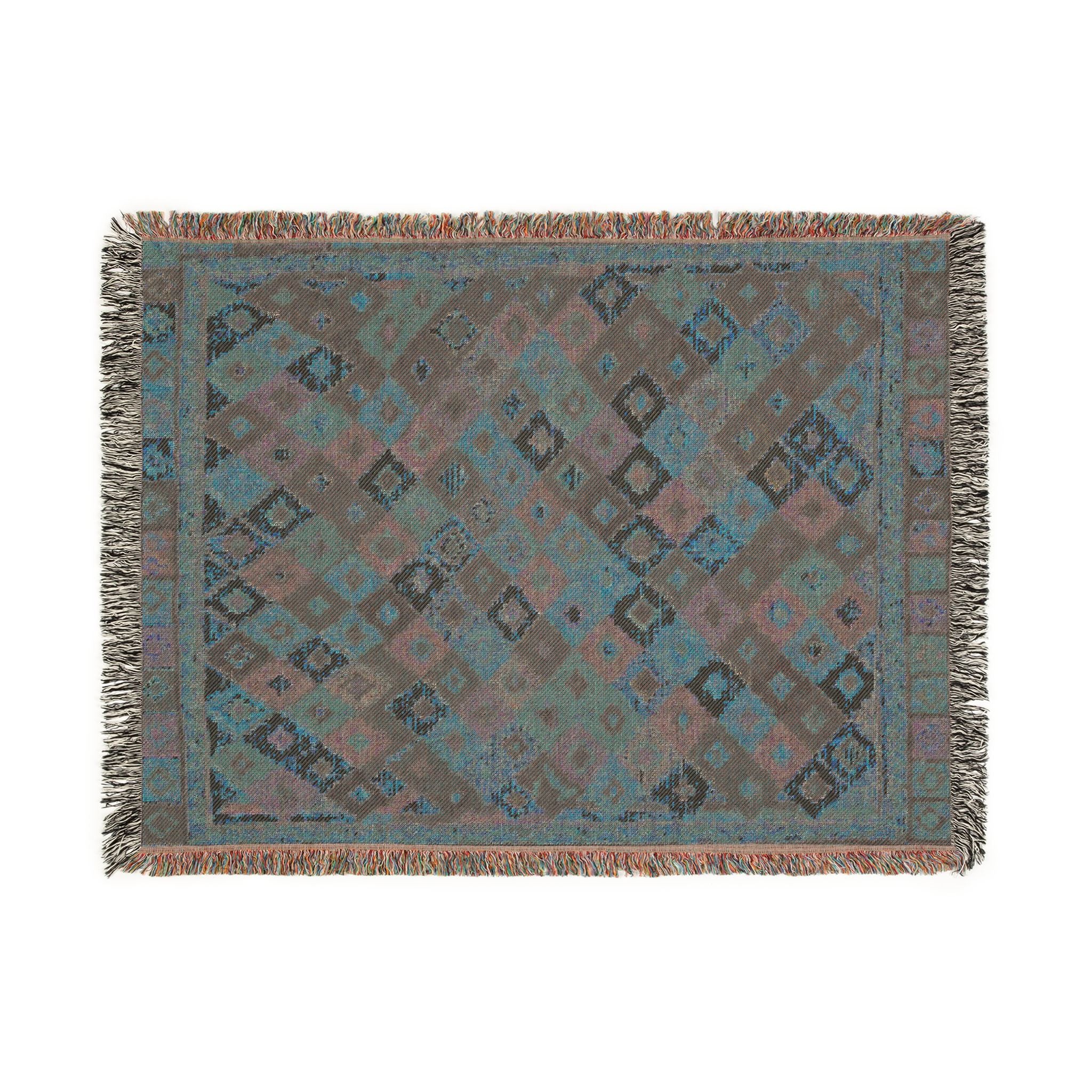 Bohemian Kilim Pattern Woven Blanket | Southwestern Geometric Throw