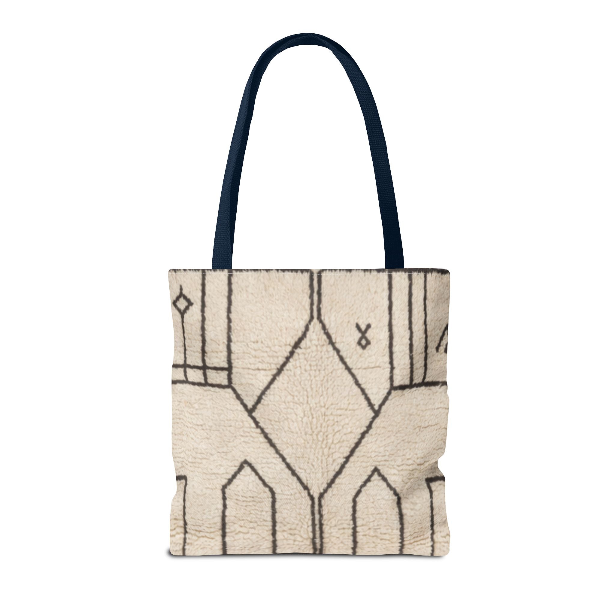 Neutral Geometric Diamond Pattern Tote Bag | Minimal Line Art