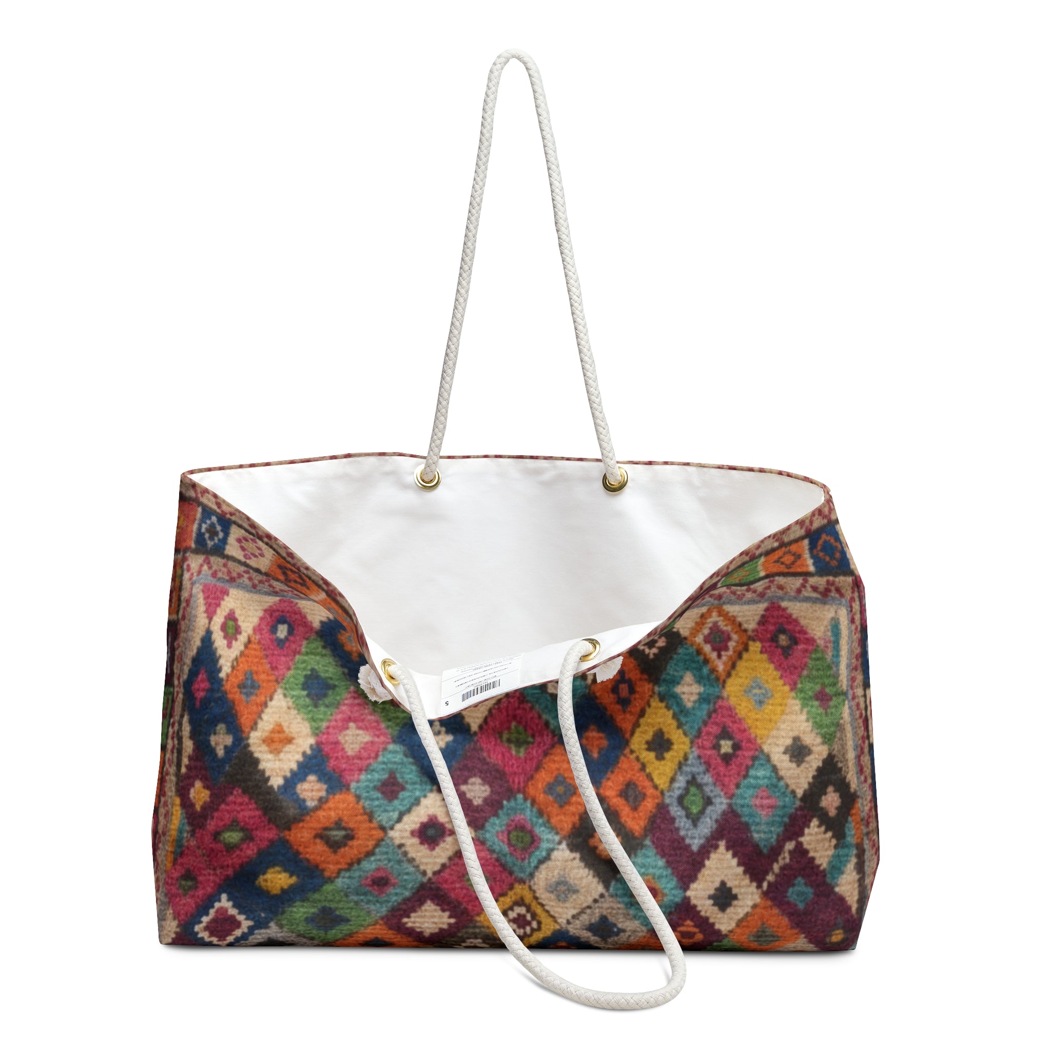 Colorful Kilim Diamond Pattern Weekender Bag | Boho Travel Tote