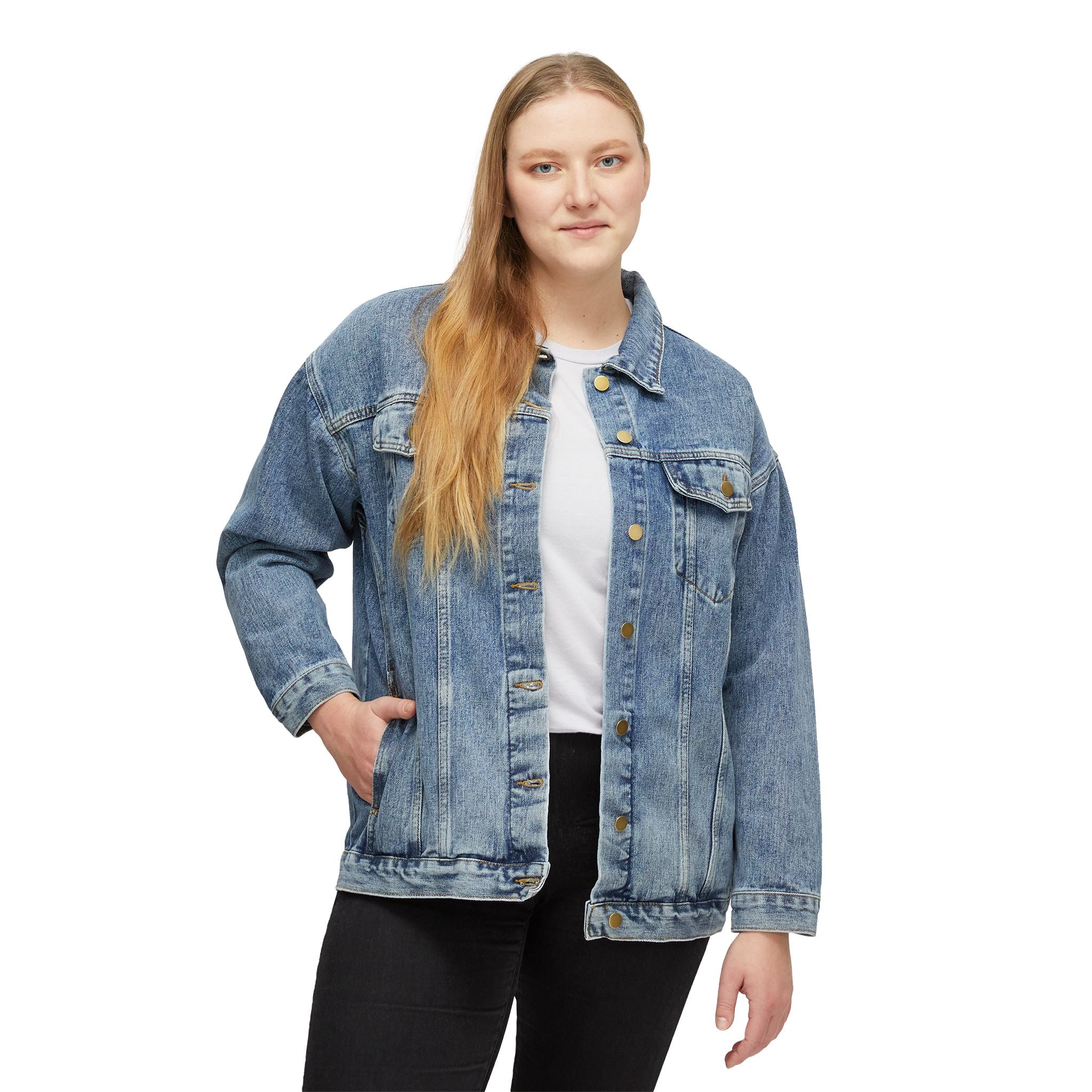 Geometric Line Art Denim Jacket | Abstract Back Patch