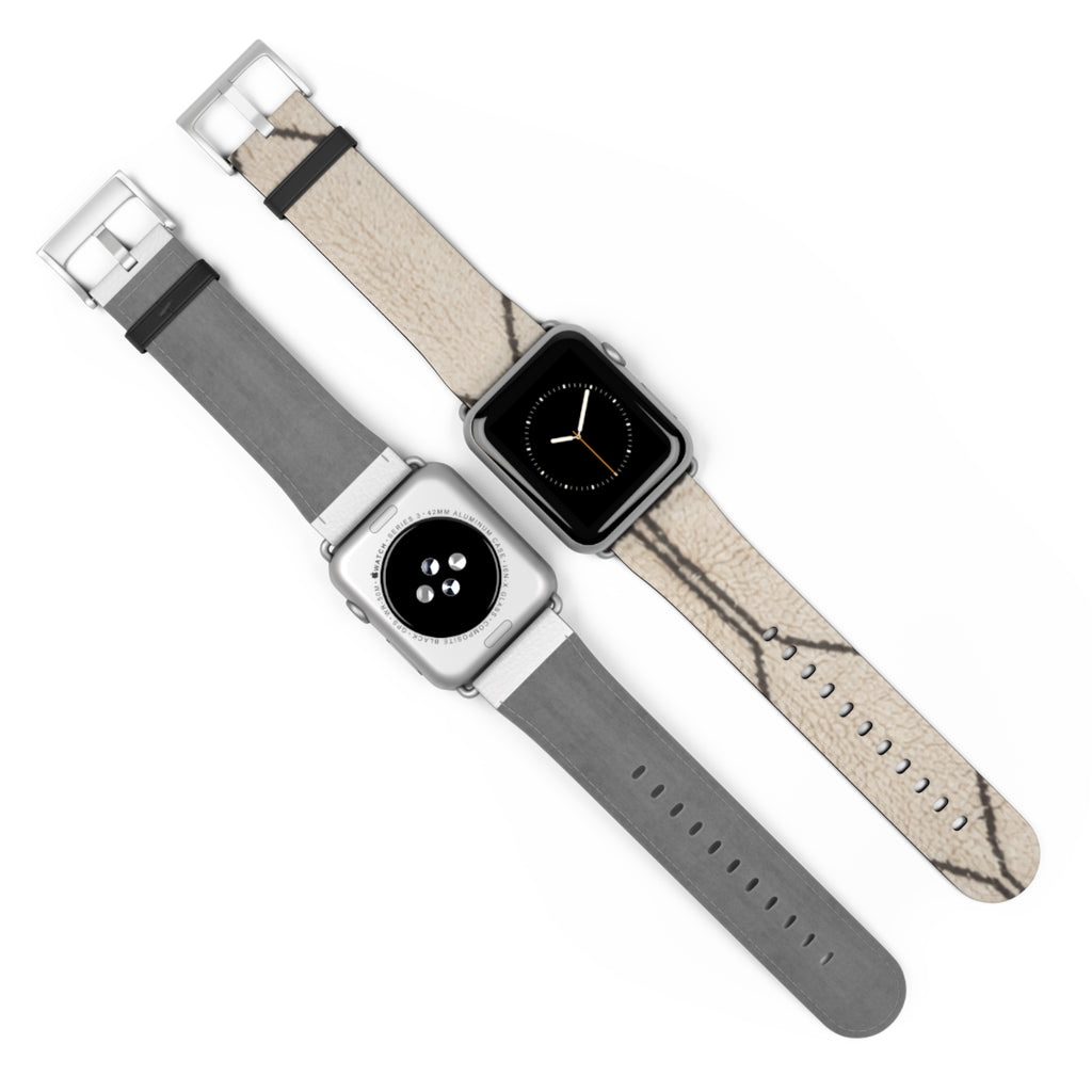 Beige Geometric Moroccan Pattern Watch Band | Neutral Minimalist Leather Look