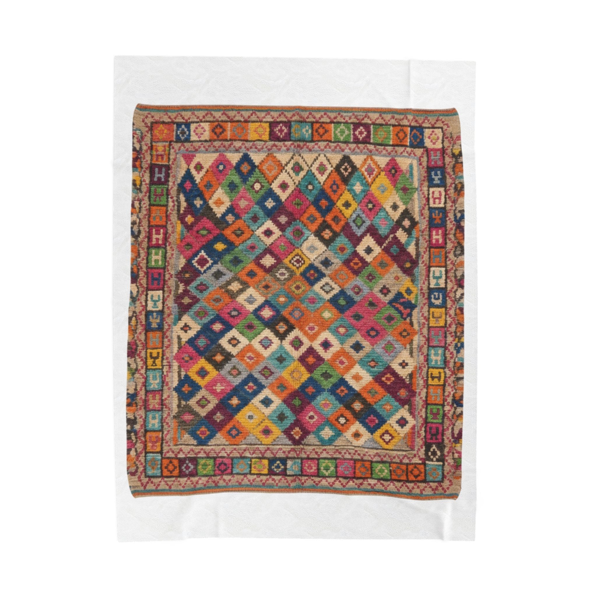 Colorful Kilim Diamond Pattern Blanket | Bohemian Geometric Throw