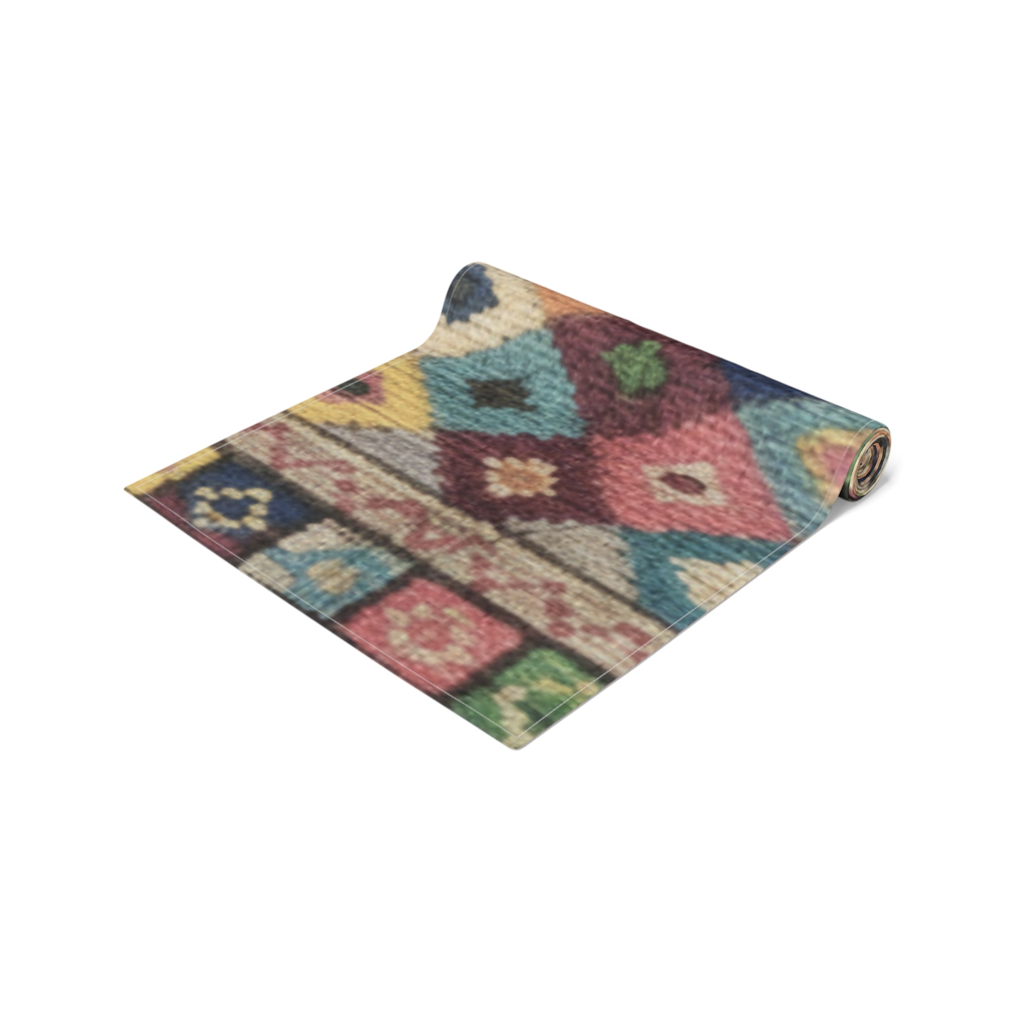 Colorful Kilim Diamond Pattern Table Runner | Cotton Poly