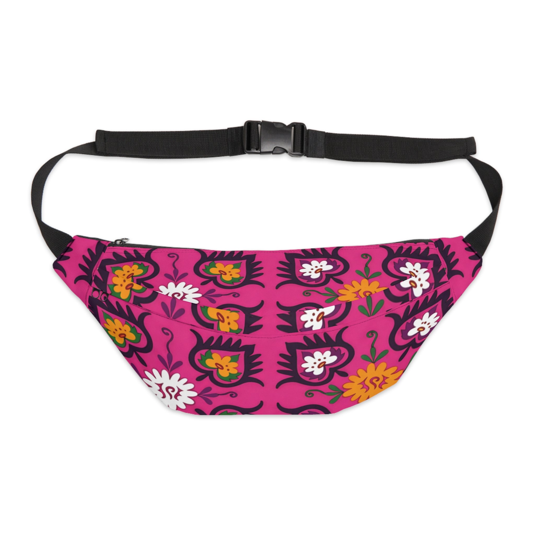 Pink Floral Pattern Fanny Pack | Boho Flower Waist Bag